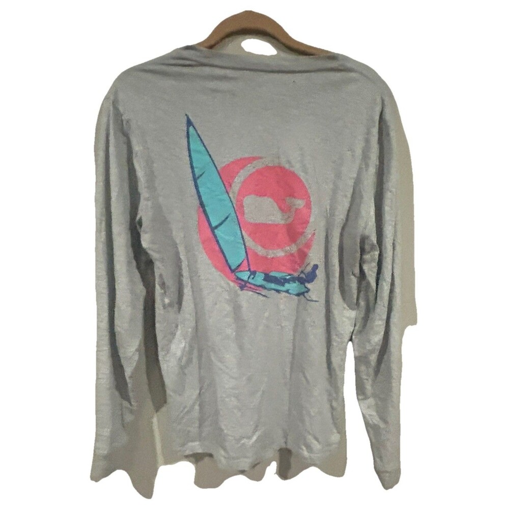 Vineyard Vines Everyday Should Feel This Good Sailboat Whale Shirt Gray Small